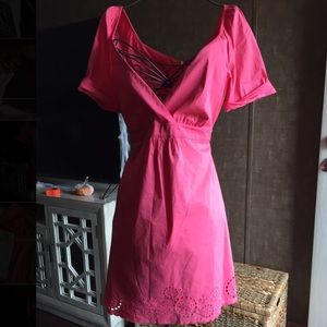 BCBG MaxAzria Pink Off Shoulder V- Neck Dress Sz 8